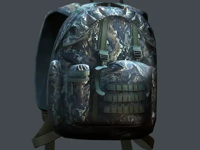 Backpack military combat Black baggage Low-poly  Low-poly 3D model