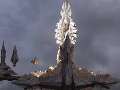 Anubis Gods City Floating Pyramids Kitbash 4 3D model