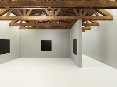 VR Art Gallery - Wooden Beams Low-poly 3D model