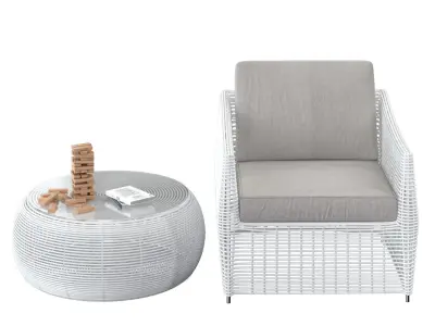 Rattan furniture white 3D model