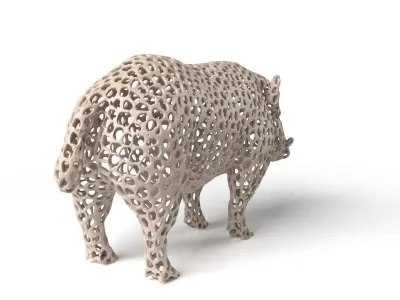 Wildboar Voronoi Low-poly 3D model