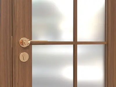 Modern Wooden Interior Door with Furniture 014 3D model