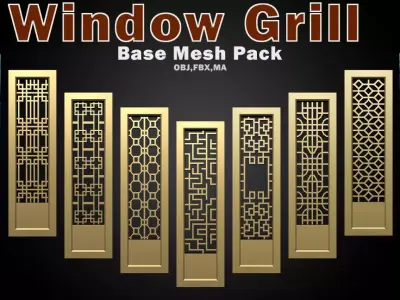 Window Grill Base Mesh Pack Low-poly 3D model