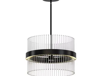 Chimes modern glass and metal pendant light 3D model