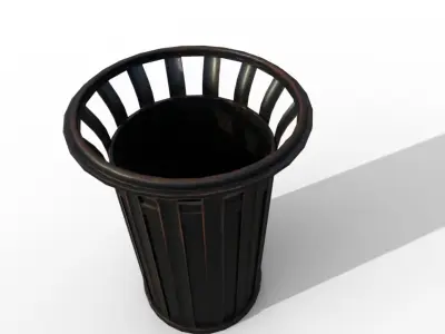 Trash Can Low-poly 3D model 34