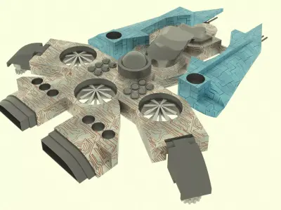 Es - 800 Spaceship  Low-poly 3D model