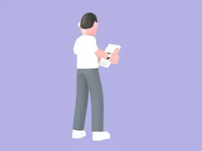 Stylized 3D Male Photographer Character - Cartoon Reading Paper 3D model