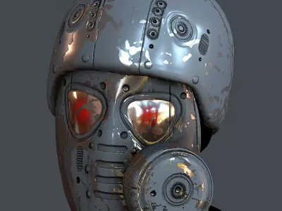 Gas mask helmet 3d model scifi Low-poly Low-poly 3D model 17