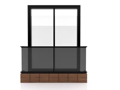 Window balcony with glass door 3D model