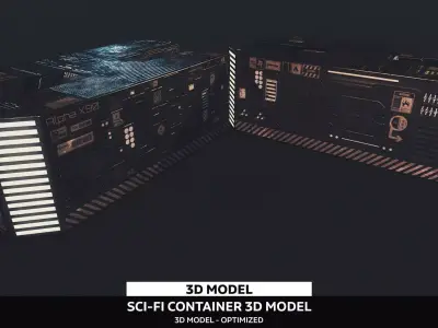 Sci-Fi Container Low-poly 3D model