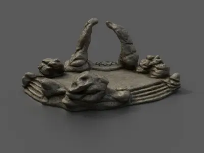 Shrine statue of rock garden Low-poly 3D model