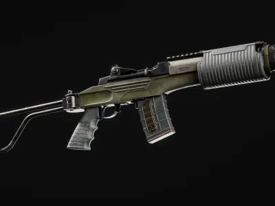 CYBERPUNK RIFLE PBR LOW POLY Low-poly 3D model