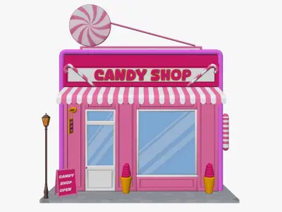 Cartoon Candy Shop Low-poly 3D model