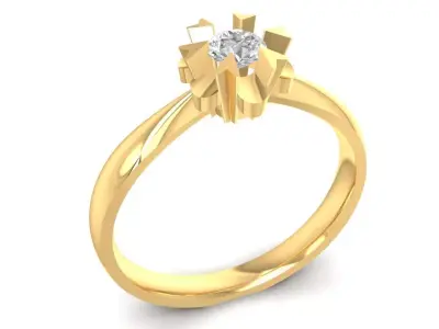 Twisted Floral Solitaire Diamond Ring for Women  3127 3D print model