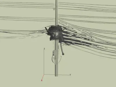 Electric Utility Pole 3D Model 3ds Max Corona FBX Low-poly 3D model