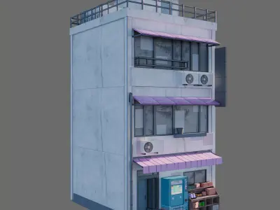 Anime building city 01 3D model