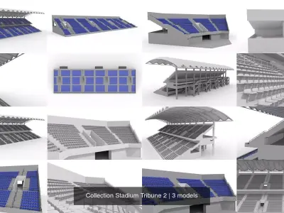 Collection Stadium Tribune 2 3D Model Pack