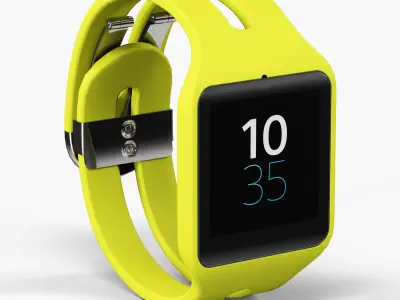 Sony SmartWatch 3 Yellow Low-poly 3D model