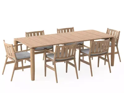Levante Table and Chairs 3D model