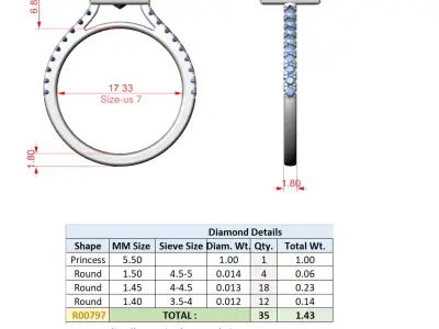 Princess Cut Halo Engagement Ring CAD Model Pro Set 3D print model