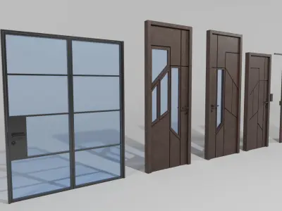 5 Doors Collection modern Free low-poly 3D model