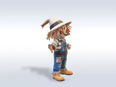 Adorable Scarecrow Halloween Character 3D model