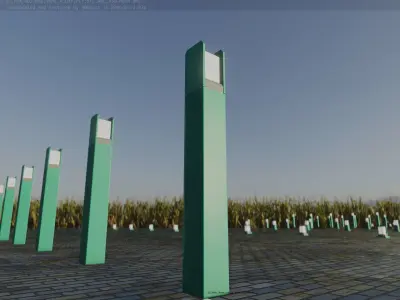 Street Light 8 Bollard 900mm Moss Green Version 4 Low-poly 3D model