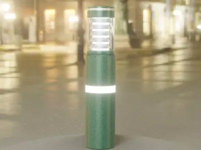 Low-Poly Moss Green Light Column 7 - Street Light Set-9 Low-poly 3D model