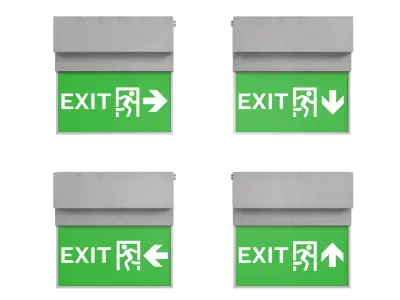 Exit Sign Set Low-poly 3D model