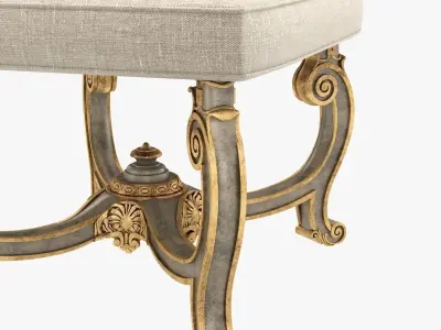 Baroque Style Carved Bench 3D model