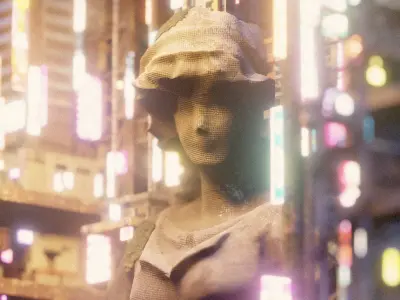 Cyberpunk Statue City 3D model