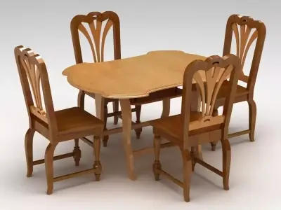 Chair and Table Set 3D model
