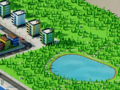 Low Poly Town Pack Low-poly 3D model