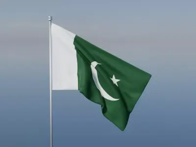 Pakistan National Flag Realistic Animated Cloth Flag 3D model