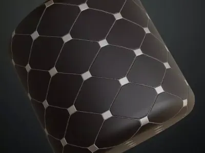 Classic Matte Black Octagon Tiles with White Inlays PBR Seamless Texture