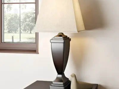 Pershore Dark Bronze Table Lamp Light Set 3D model