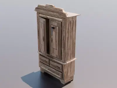 GameReady Wardrobe with Axe Detail Low-poly 3D model