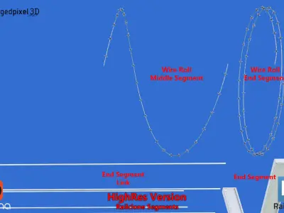 Barbed Wire Fence Railclone System - 3 types 3D model