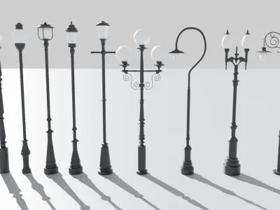 Street light   - 14 pieces 3D model 3D model