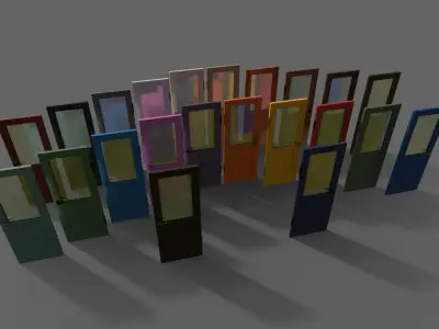 PBR Wood Door C1 Low-poly 3D model