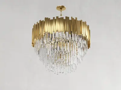 crystal and gold -ceiling-wall- lamp 3D model