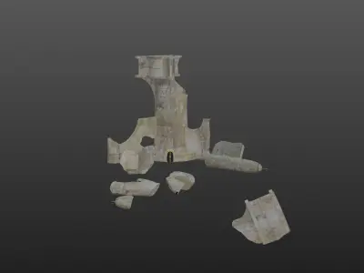 Jedi Outpost Destroyed Low-poly 3D model