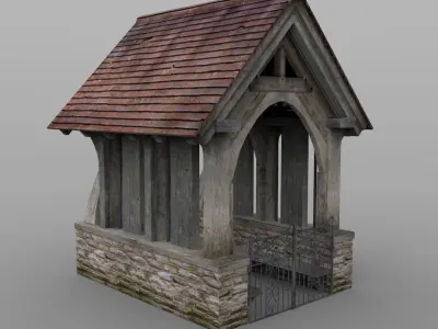 Lychgate wooden structure with roof 3D model