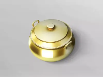 Elegant Golden Soup Pot 3D Model 3D model