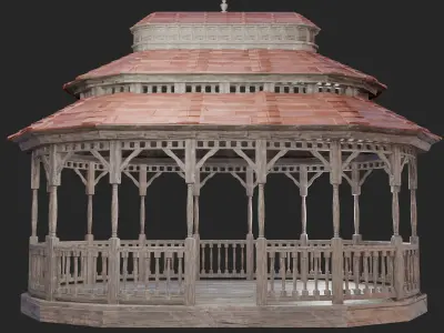 PBR Wooden Pergola 3D model
