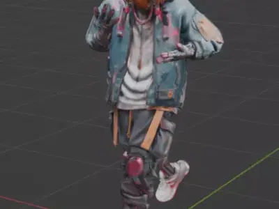Cyberpunk Street Operative  Low Poly Rigged Character Game Ready Low-poly 3D model