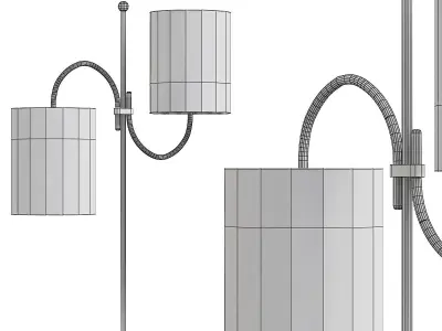 CHICANE table lamp in gold with lampshade 3D model