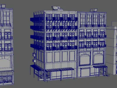 Realistic Red Brick House Architecture Low-poly 3D model