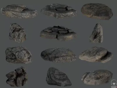 Rock pack 3D Models PBR Pack Low-poly 3D model