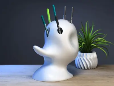 minimal modern pen holder Cyborg pen holder 3D print model